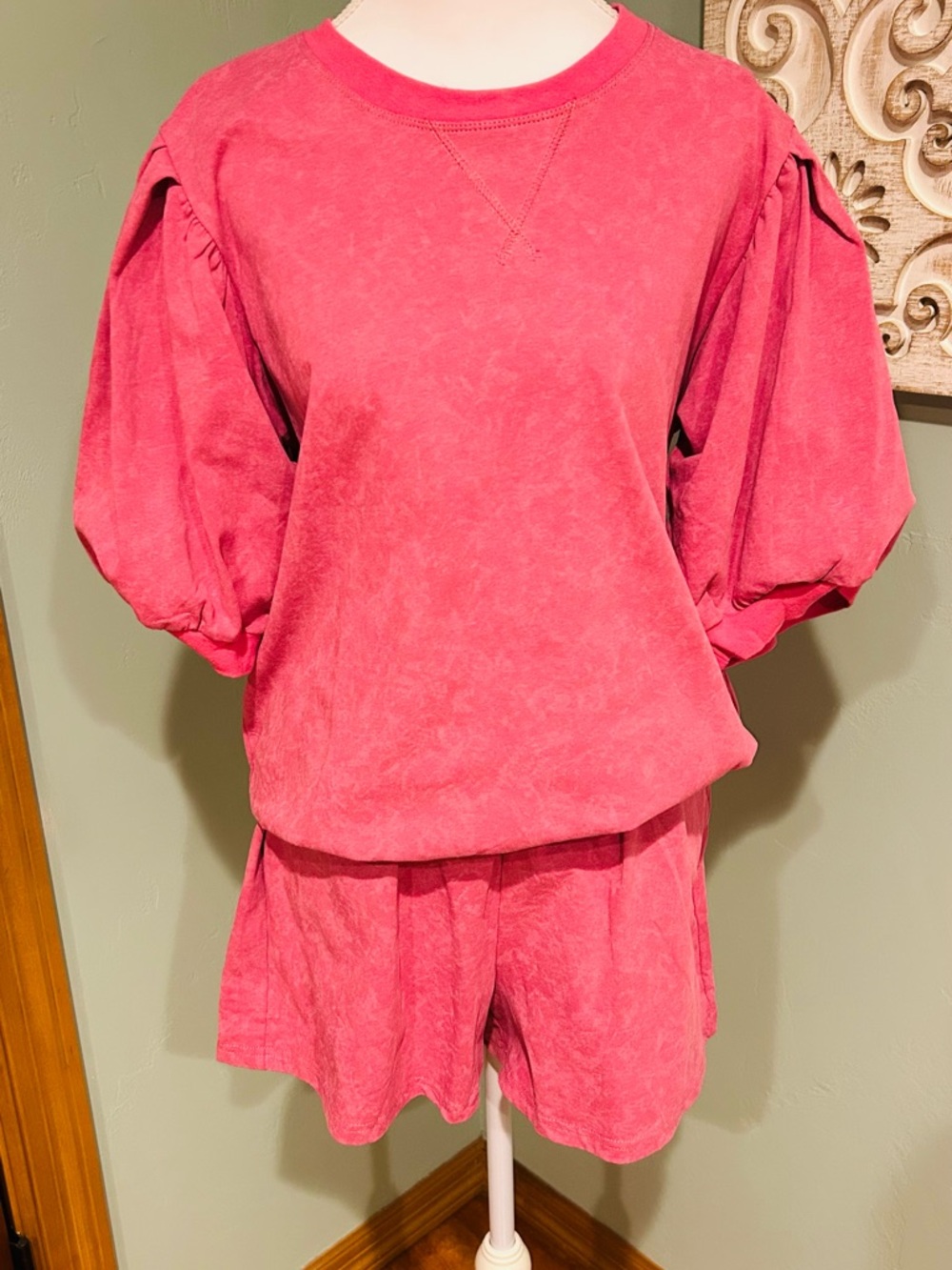 DAVI & DANI puffer sleeves 2 piece set